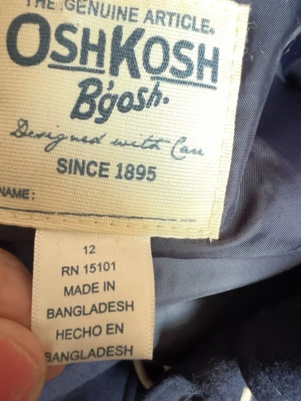 Oshkosh B'Gosh Youth Child Sz 12 Toggle Jacket Removable Hood Navy Blue Sherpa